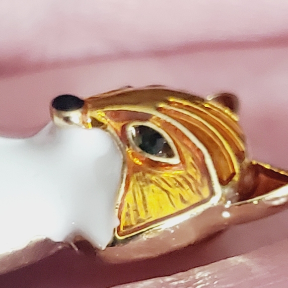 Fox brooch enamel crystal orange copper fall autumn animal woodland pendant - Picture 13 of 14